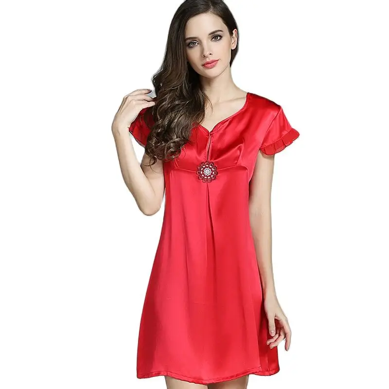 D33123 wholesale high-grade Women Nightgown Female Summer Flounce Short Sleeved Lace Dress Sexy100% Silk Nightdress
D33123 wholesale high-grade Women Nightgown Female Summer Flounce Short Sleeved Lace Dress Sexy100% Silk Nightdress