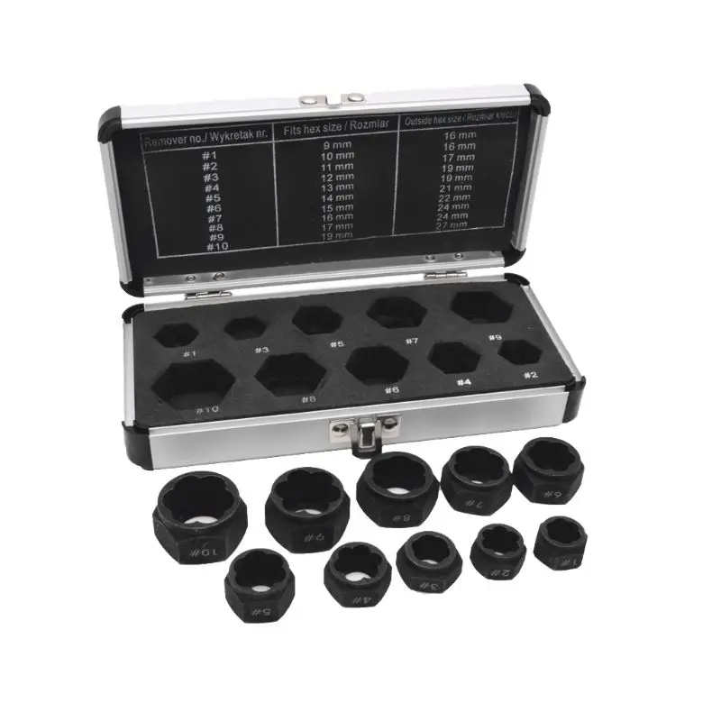 10pcs/set Damaged Bolts Nuts Screws Remover Extractor Removal Tool Threading Kit
10pcs/set Damaged Bolts Nuts Screws Remover Extractor Removal Tool Threading Kit