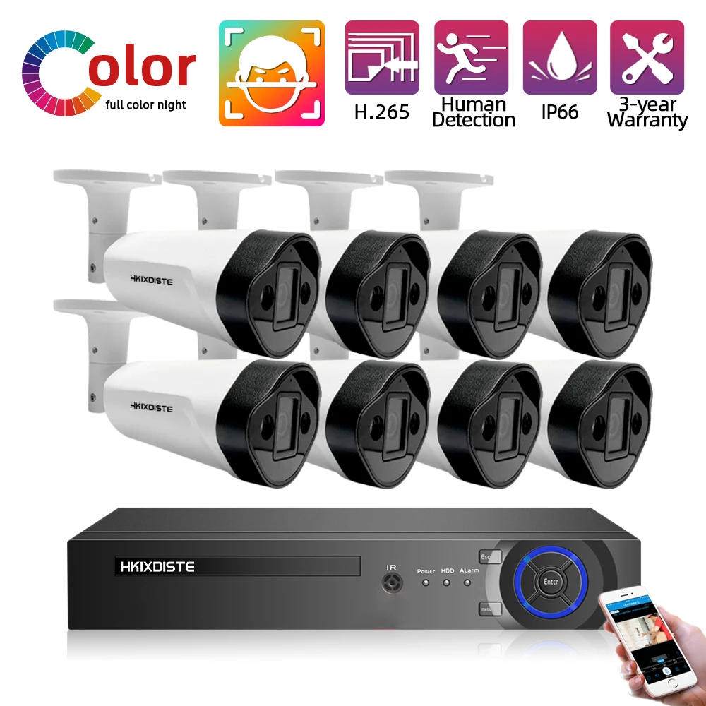 

H.265 4K AHD DVR CCTV System 8MP Outdoor Color Night Vision Camera 8CH AHD Recorder Video Security Camera Surveillance Kit Xmeye