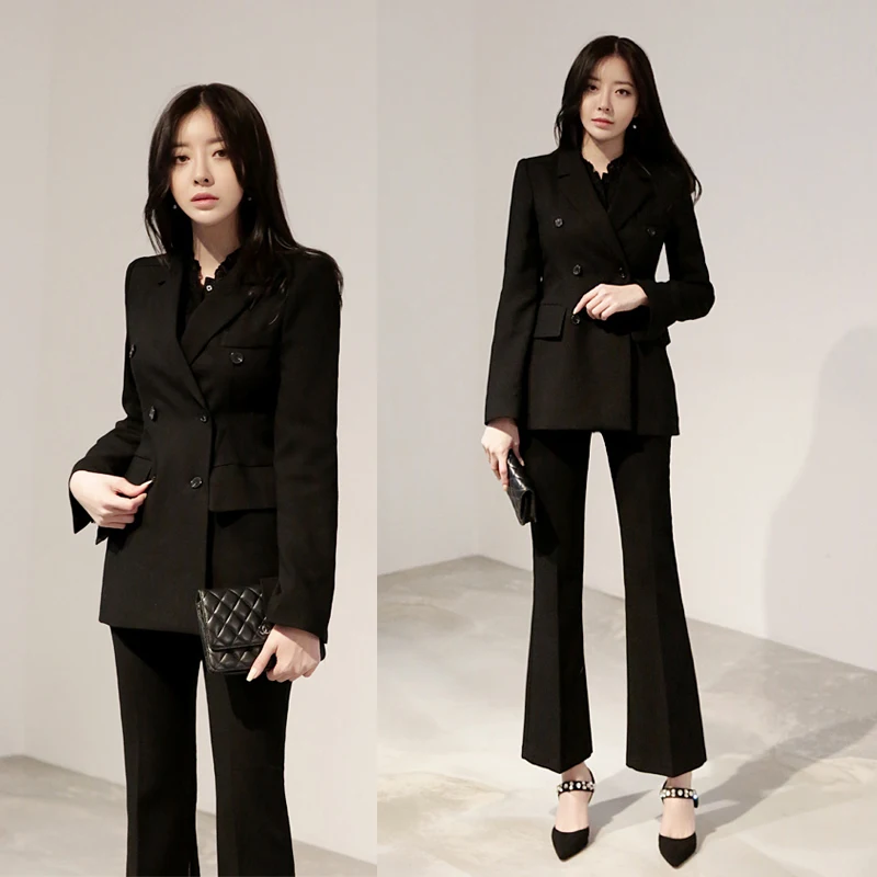 Workwear suit female 2020 spring new style slim flared pants small suit two-piece solid color wild temperament women's clothing
Workwear suit female 2020 spring new style slim flared pants small suit two-piece solid color wild temperament women's clothing