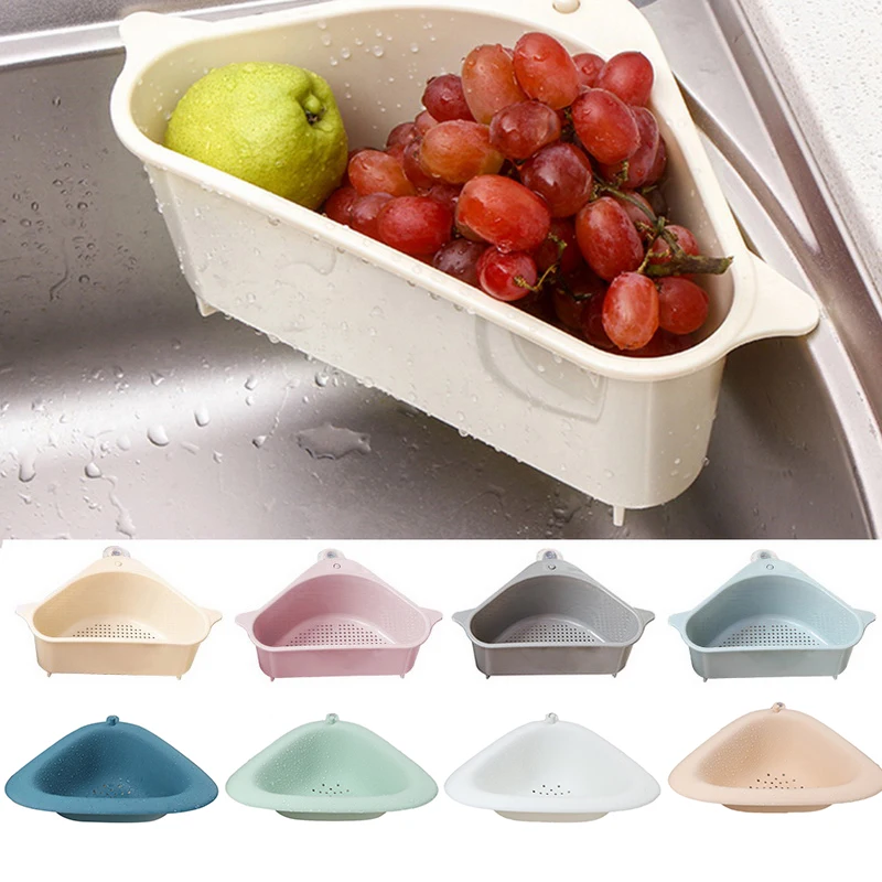 Triangular Kitchen Sink Strainer Drain Vegetable Fruite Drainer Basket Suction Cup Sponge Holder Storage Rack Sink Filter Rack
Triangular Kitchen Sink Strainer Drain Vegetable Fruite Drainer Basket Suction Cup Sponge Holder Storage Rack Sink Filter Rack