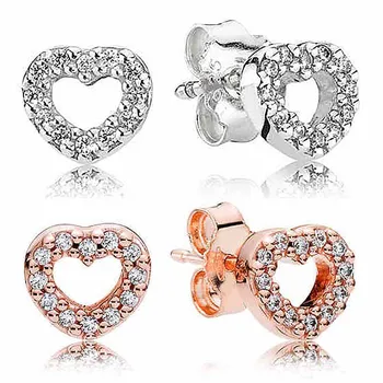 Authentic 925 Sterling Silver Earring Open Heart Pave With Crystal Studs Earring For Women For Women Wedding Gift Fine Jewelry 
Authentic 925 Sterling Silver Earring Open Heart Pave With Crystal Studs Earring For Women For Women Wedding Gift Fine Jewelry