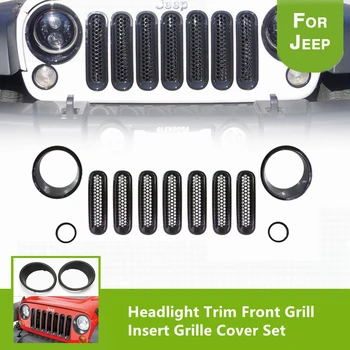 11pcs Black Headlight Fog Light Trim Ring Front Grill Insert Grille Cover Set for 2007-2017 Jeep Wrangler JK or Sahara 
11pcs Black Headlight Fog Light Trim Ring Front Grill Insert Grille Cover Set for 2007-2017 Jeep Wrangler JK or Sahara