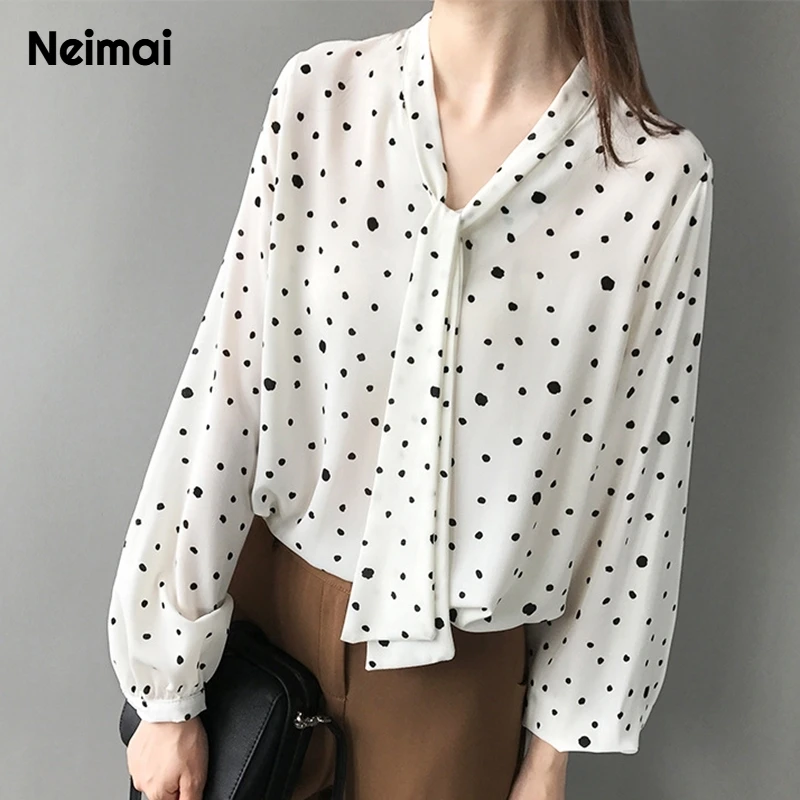 Autumn 2019 New Casual Chiffon Blouse Women Bow Korean Fashion Clothing Full Sleeve Polka Dot Joker Elegant Tops Office Lady
Autumn 2019 New Casual Chiffon Blouse Women Bow Korean Fashion Clothing Full Sleeve Polka Dot Joker Elegant Tops Office Lady