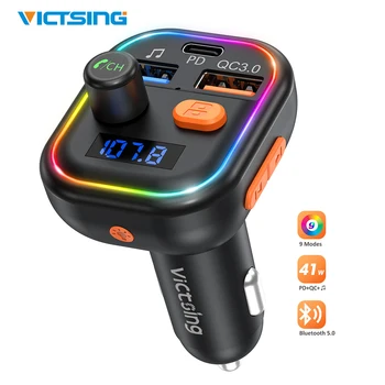 VicTsing RGB V5.0 Bluetooth FM Transmitter for Car PD & QC3.0 Dual Quick Charge 9 Backlight Modes Hands-free MP3 Car Charger Kit
VicTsing RGB V5.0 Bluetooth FM Transmitter for Car PD & QC3.0 Dual Quick Charge 9 Backlight Modes Hands-free MP3 Car Charger Kit