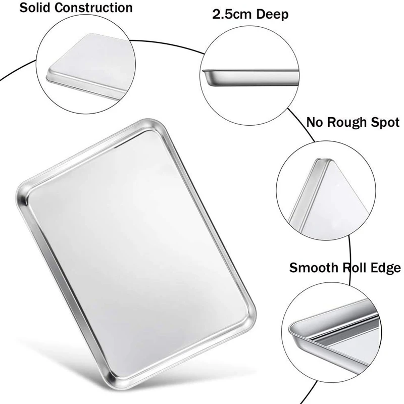 Baking Tray with Shelf, Stainless Steel Baking Tray with Cooling Rack, 40X 30X 2.5 cm, Easy to Clean 4 Pieces (2 Trays + 2 Shelv
Baking Tray with Shelf, Stainless Steel Baking Tray with Cooling Rack, 40X 30X 2.5 cm, Easy to Clean 4 Pieces (2 Trays + 2 Shelv