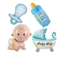 1 conjunto bebê chuveiro festa de aniversário grande mamilo bebê garrafa carrinho balão hélio globos é um menino/menina festa decoração suprimentos(China)