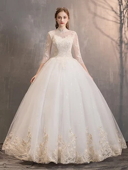Vintage High Neck Ball Gown Wedding Dresses 2020 Open Back Wedding Gowns Half Sleeves Bride Dress
Vintage High Neck Ball Gown Wedding Dresses 2020 Open Back Wedding Gowns Half Sleeves Bride Dress