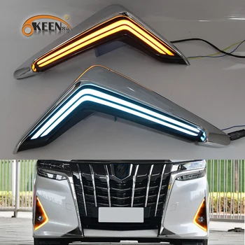 

2pcs LED DRL For Toyota Alphard 2018 2019 Daytime Running Lights Daylight Fog Lamp LED DRL with Turn Signal Functions