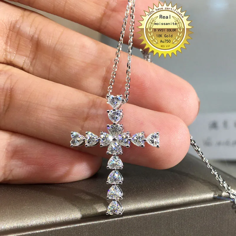 

Solid Au750 18K gold Necklace 2.8ct moissanite Diamond DVVS color With national certificate 004