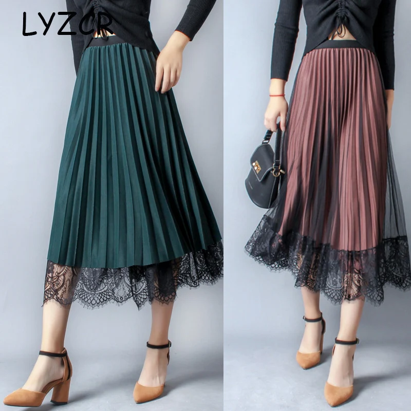 Autumn Women's Pleated Skirt Winter Midi Lace High Waisted Skirt Velvet Women Skirts 2019 Pleated High Waist Skirt Jupe Femme
Autumn Women's Pleated Skirt Winter Midi Lace High Waisted Skirt Velvet Women Skirts 2019 Pleated High Waist Skirt Jupe Femme