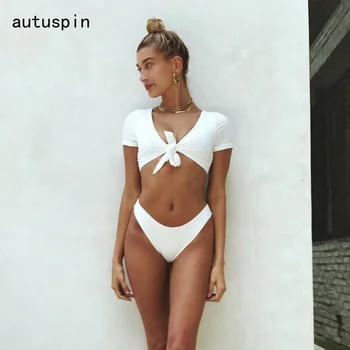 Autuspin Brazilian Women's Swimsuits Short Sleeve Bikinis Sets Elegant New Casual Bathing Suits Women Swimwear Two Pieces Bikini
Autuspin Brazilian Women's Swimsuits Short Sleeve Bikinis Sets Elegant New Casual Bathing Suits Women Swimwear Two Pieces Bikini
