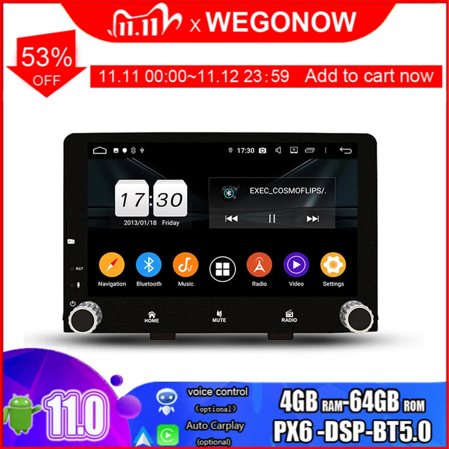 DSP1 din 9" Android 11.0 64GB ROM Car Radio DVD GPS Multimedia Head Unit Bluetooth5.0 WIFI USB Mirror-link for KIA RIO 2017 2018 |