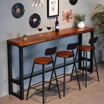 Bar Table With Solid Wood Against Wall, Narrow Table, Bar Table And Chair Combination, Retro Small Bar Table, Domestic High Foot
Bar Table With Solid Wood Against Wall, Narrow Table, Bar Table And Chair Combination, Retro Small Bar Table, Domestic High Foot
