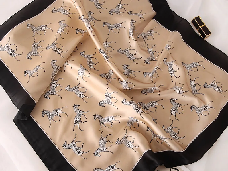 Luxury Silk Plaid Scarf - Soft Satin Neck Tie Hair Band for Women