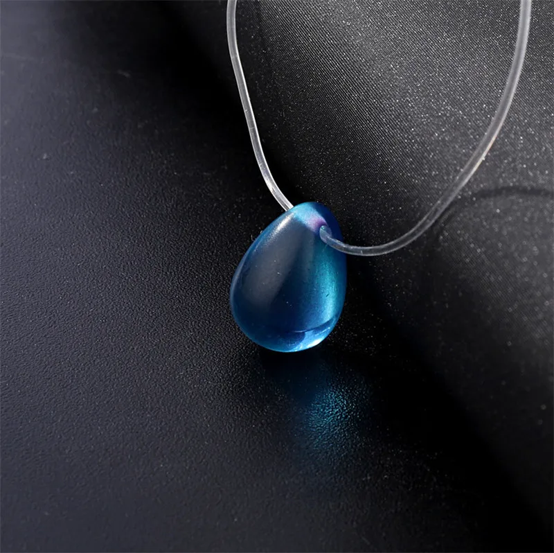 Mermaid Tear Necklaces Water Drop Crystal Choker Necklaces Transparent Fishing Line Invisible Chain Necklaces Collier Wholesale (10)