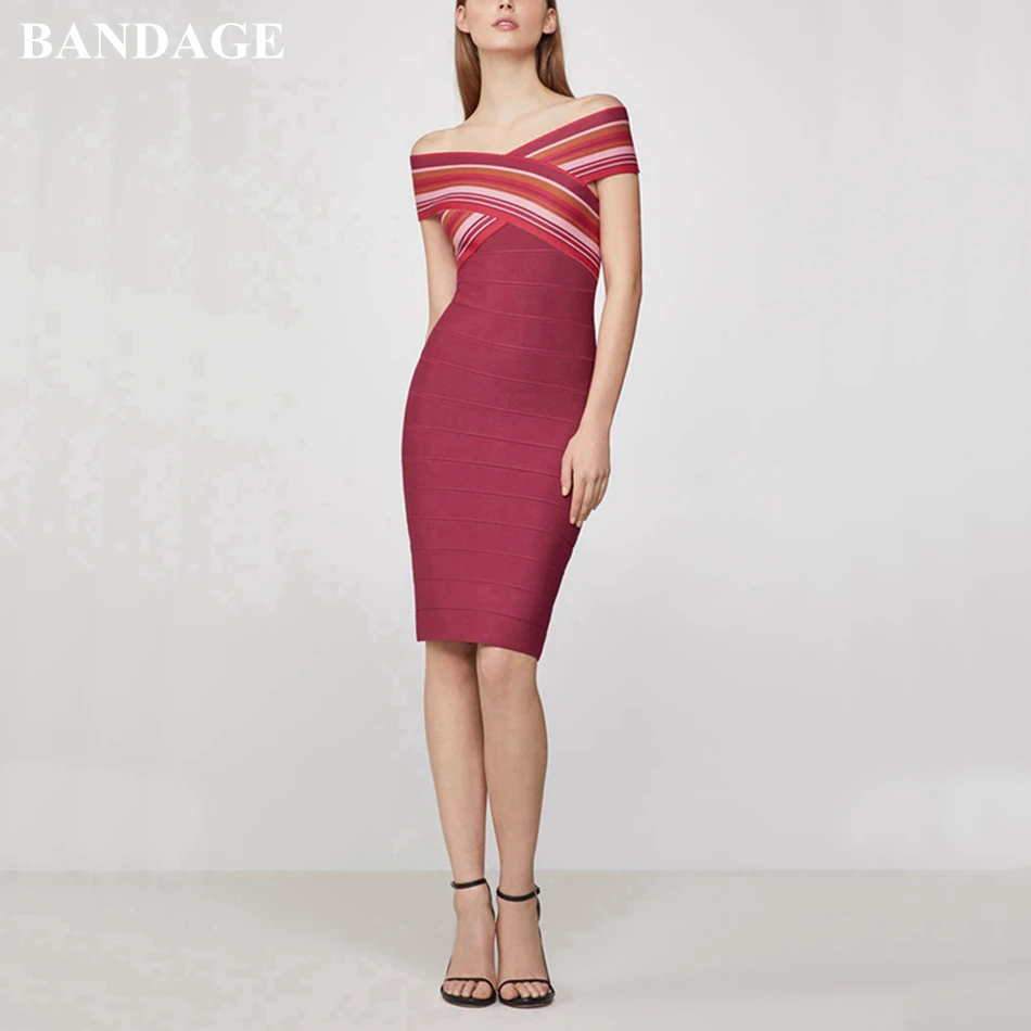 BANDAGE New Striped Patchwork Rayon Bandage Dress Summer Women Dress Off the Shoulder Evening Party Dress HL Bodycon Vestidos
BANDAGE New Striped Patchwork Rayon Bandage Dress Summer Women Dress Off the Shoulder Evening Party Dress HL Bodycon Vestidos