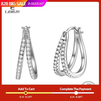 E Jewelry 925 Sterling Silver Hoop Earrings for Women 18K Gold Plated 2 Layered White Zircon Round Earring Fashion Jewelry Ears
E Jewelry 925 Sterling Silver Hoop Earrings for Women 18K Gold Plated 2 Layered White Zircon Round Earring Fashion Jewelry Ears