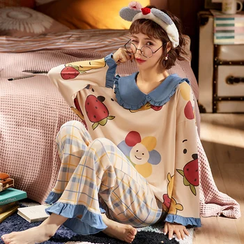 New Fashion Sleepwear Women Set Long Sleeve Pijama Set Casual Ladies Pyjamas Cotton Pajamas For Women Homewear
New Fashion Sleepwear Women Set Long Sleeve Pijama Set Casual Ladies Pyjamas Cotton Pajamas For Women Homewear