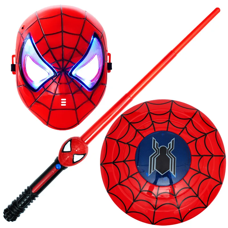 New movie Cosplay Superhero Party LED Sound and Light Spider-Man Mask Shield Sword Toy Glove Launcher Spider-Man Action Figure
New movie Cosplay Superhero Party LED Sound and Light Spider-Man Mask Shield Sword Toy Glove Launcher Spider-Man Action Figure