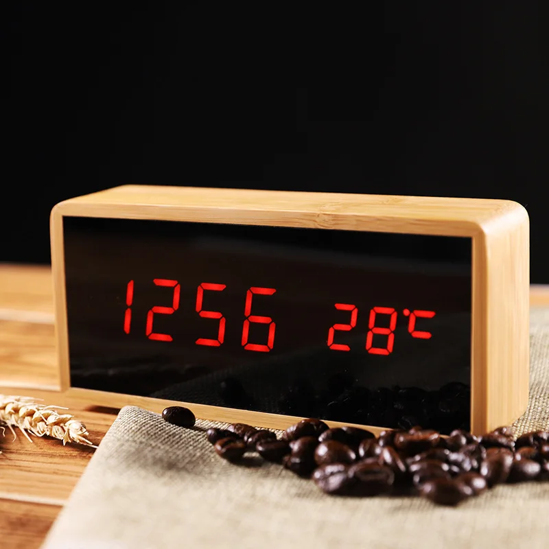 Electronic LED Clock Bamboo Wood Craft Table Clock with Temperature/Date/Time Display Desk Mirror Alarm Clock Home Desktop Decor
Electronic LED Clock Bamboo Wood Craft Table Clock with Temperature/Date/Time Display Desk Mirror Alarm Clock Home Desktop Decor