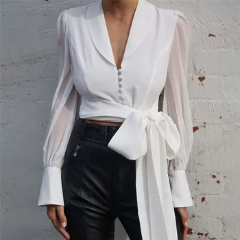 Sexy High Waist V-neck Lantern Long Sleeve Women Chiffon Blouse Chic Short Design Ladies Shirt Top
Sexy High Waist V-neck Lantern Long Sleeve Women Chiffon Blouse Chic Short Design Ladies Shirt Top