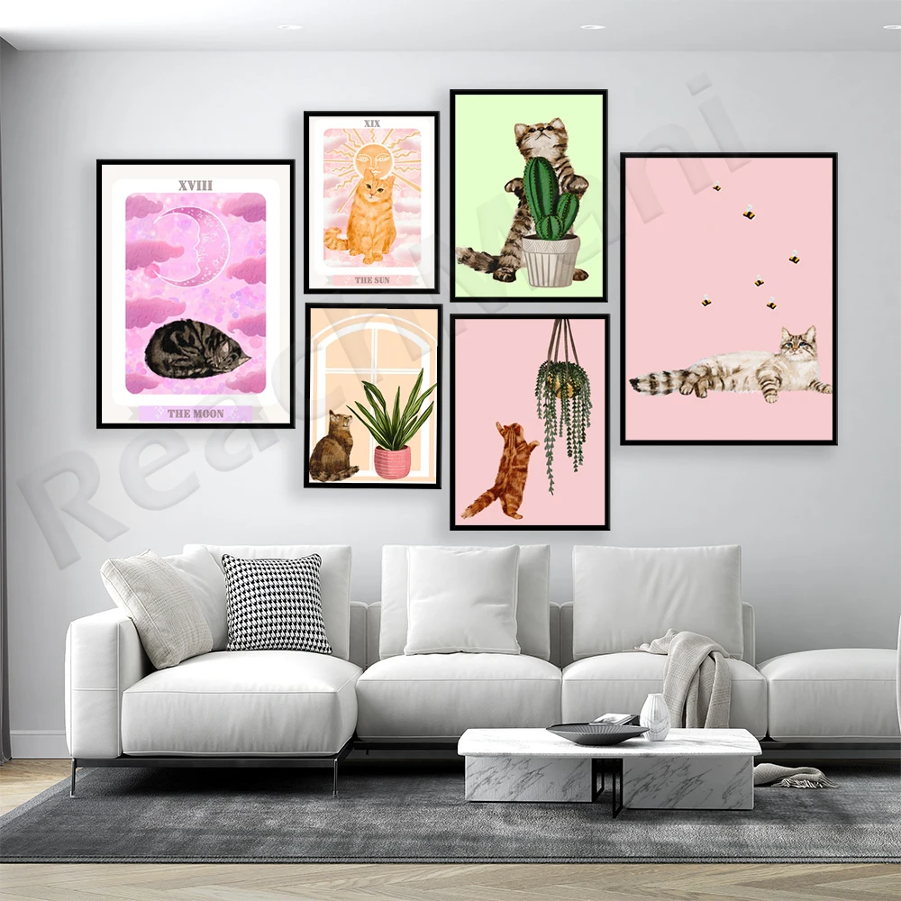 Cat moon, sun tarot print, cat with plant, cactus, ivy print, illustration, gift poster for cat lovers
Cat moon, sun tarot print, cat with plant, cactus, ivy print, illustration, gift poster for cat lovers