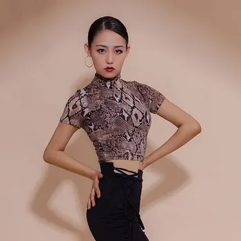 Summer Fashion New Female Adult Latin Dance Tops Snake Print Sexy Short-Sleeve Slim Practice Shirt For Women Dance Wear DL6358
Summer Fashion New Female Adult Latin Dance Tops Snake Print Sexy Short-Sleeve Slim Practice Shirt For Women Dance Wear DL6358