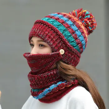 Mask Hat Neck Collar 3 pcs Sets Women's Thickened Velve Hat Autumn Winter CyclingEar Protection Korean Wool Knitted Hat
Mask Hat Neck Collar 3 pcs Sets Women's Thickened Velve Hat Autumn Winter CyclingEar Protection Korean Wool Knitted Hat