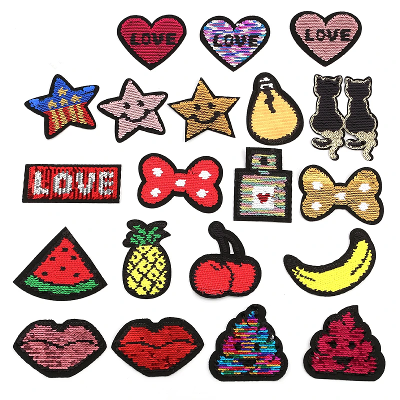 1 PCS Cats Reversible Sequin Patches for Clothing DIY Stripes Hearts Appliques Clothes Stickers Iron on Fruits Badges @P
1 PCS Cats Reversible Sequin Patches for Clothing DIY Stripes Hearts Appliques Clothes Stickers Iron on Fruits Badges @P