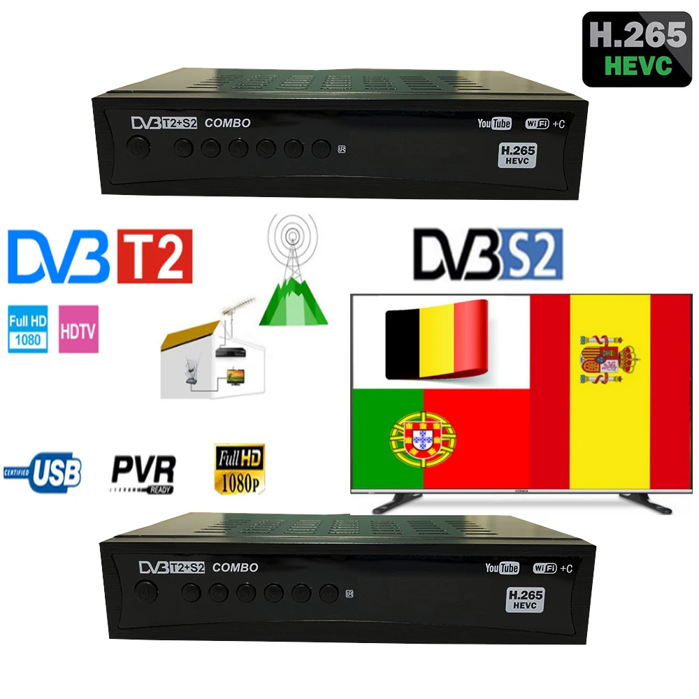DVB S2x S2 T2 Satellite TV Receiver HD 168 Plus DVB-S2 S2X DVB-t T2 C Combo with free Cccam 7 Clines H.265 Set top box
DVB S2x S2 T2 Satellite TV Receiver HD 168 Plus DVB-S2 S2X DVB-t T2 C Combo with free Cccam 7 Clines H.265 Set top box