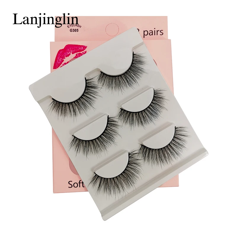 Faux Cils 3 Pairs False Eyelashes Soft Natural Long Wispy Fluffy 3D Mink Lashes Handmade Makeup Tool Extension Fake Eye Lashes 53 H56e6478bdba847f2b21c1dcddc208da6v