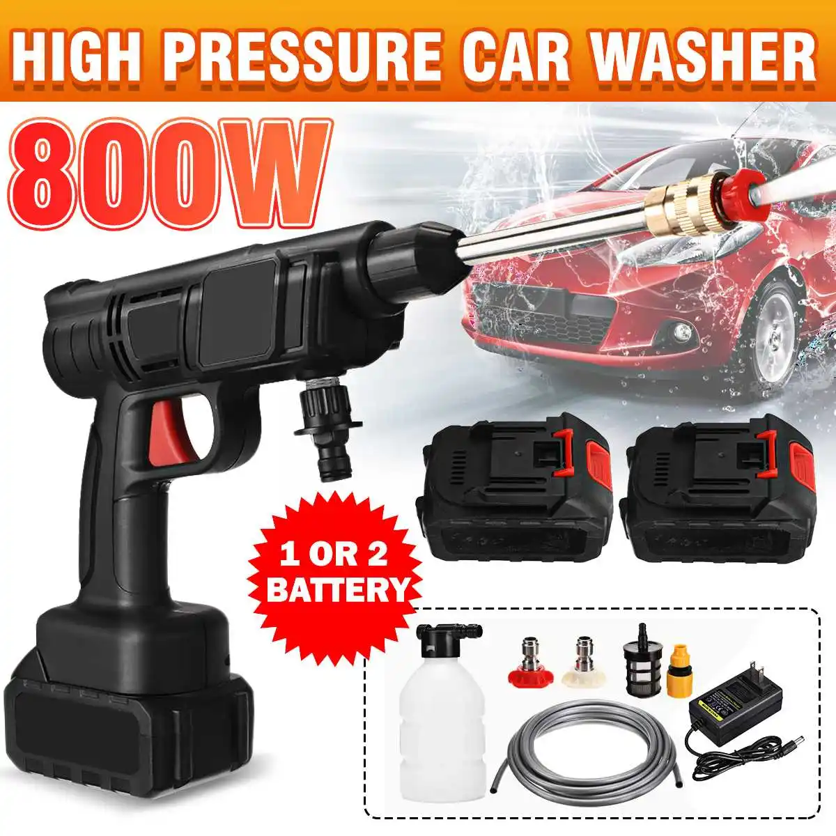 800W 288VF Cleaner Car Washer Spray High Pressure Cordless Water Gun Cleaner For Makita Battery Water Nozzle Cleaning Machine
800W 288VF Cleaner Car Washer Spray High Pressure Cordless Water Gun Cleaner For Makita Battery Water Nozzle Cleaning Machine