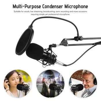 Professional Condenser Microphone Kit with Shock Proof Holder Adjustable Metal Arm Stand Foam Cap 48V Phantom Power Pop Filter
Professional Condenser Microphone Kit with Shock Proof Holder Adjustable Metal Arm Stand Foam Cap 48V Phantom Power Pop Filter