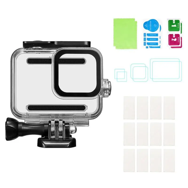 Durable Waterproof Shell Delicate Design Waterproof Protective Case+Anti-fog Film+Tempered Glass Film for Gopro Hero 8
Durable Waterproof Shell Delicate Design Waterproof Protective Case+Anti-fog Film+Tempered Glass Film for Gopro Hero 8