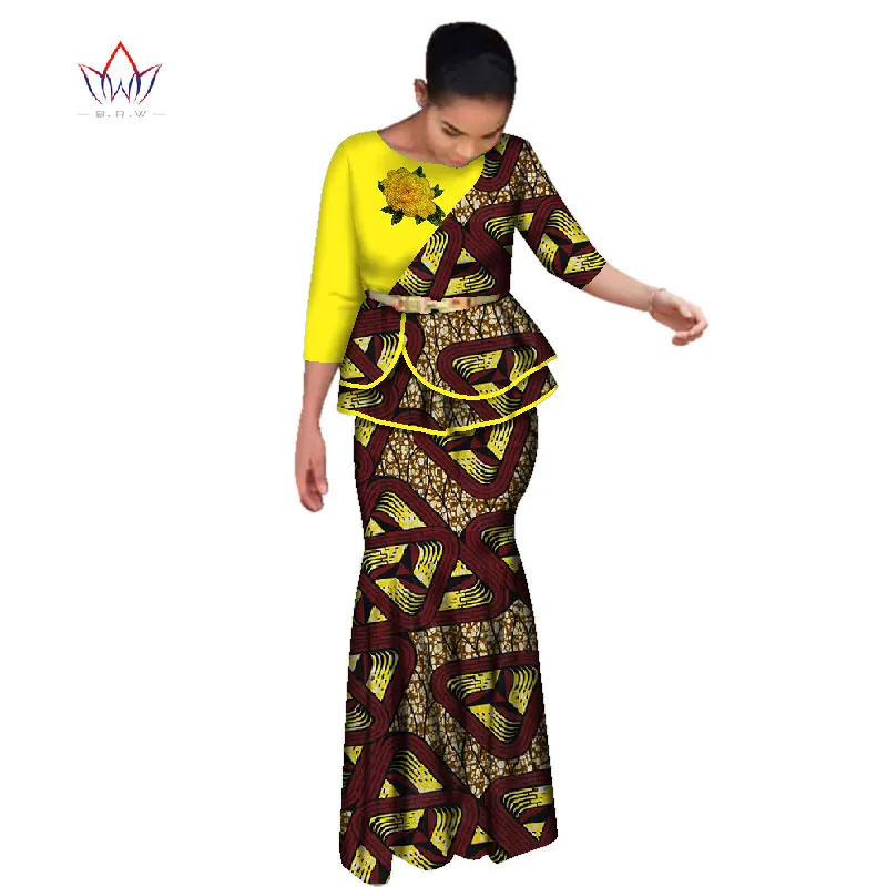 BRW вышитая Роза традиционная африканская юбка комплект для Женщин Дашики