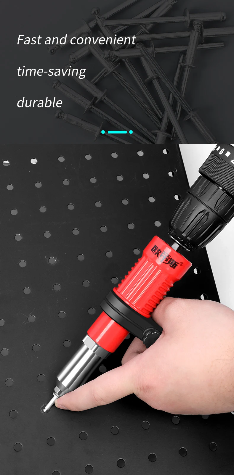 Generic Electric Rivet Gun 2.4mm4.8mm Rivet Nut Gun Drill Adapter Cordless Riveting Tool Insert