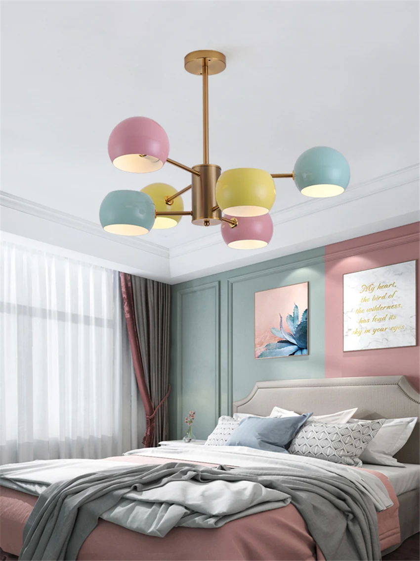 

Color Multi-head Bedroom Chandelier Princess Children's Room Living Room Dining Room Study Childlike Decorative Lighting Fixture