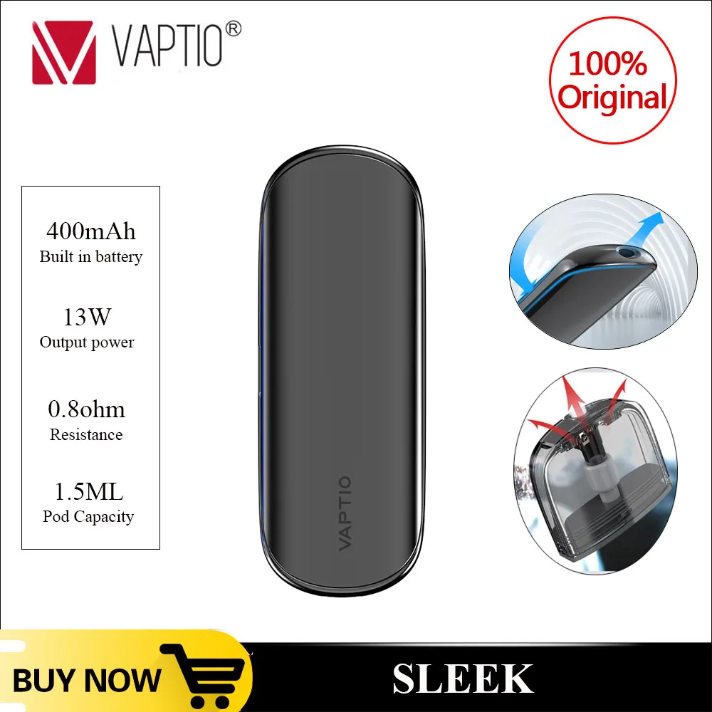 NEW Item Original Vaptio SLEEK Electronic cigarettes kits with Fresh UI Vaporizer & 400 mAh Built in Battery & 1.5ml pod
NEW Item Original Vaptio SLEEK Electronic cigarettes kits with Fresh UI Vaporizer & 400 mAh Built in Battery & 1.5ml pod