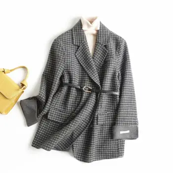 2020 Fashion Hand-Stitched jacket Double-Sided Plush Coat Plaid Coat Single Breasted Casual Cashmere Wool Coat Women Female
2020 Fashion Hand-Stitched jacket Double-Sided Plush Coat Plaid Coat Single Breasted Casual Cashmere Wool Coat Women Female