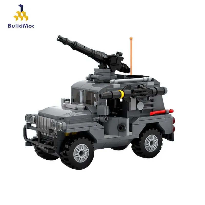 Фото Buildmoc Military Off-road Vehicle Technical Combat Swat Team Weapon Tank Modular Cannon Building Block Model Children Toy Gift | Игрушки и