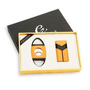 GALINER Yellow Pocket Cigar Lighter Cutter Set Windproof 2 Jet Torch Lighter Gas Metal Cigar Cutter Knife Tobacco Cutting
GALINER Yellow Pocket Cigar Lighter Cutter Set Windproof 2 Jet Torch Lighter Gas Metal Cigar Cutter Knife Tobacco Cutting