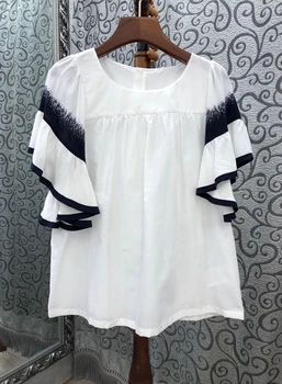 2020 Spring and Summer New Women's round Neck Sleeves Irregular Color Matching Stitching Ruffles All-match Top 629
2020 Spring and Summer New Women's round Neck Sleeves Irregular Color Matching Stitching Ruffles All-match Top 629