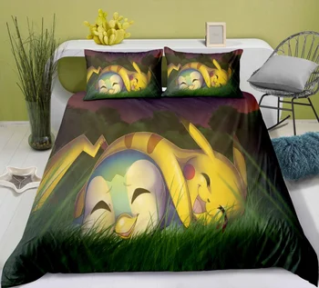 Cute Pika chu Poke mon Anime Duvet Cover Set Bed Cover Set Gift Janpanese Game Character Cartoon Bedding Set 3PCS for Kids Girls
Cute Pika chu Poke mon Anime Duvet Cover Set Bed Cover Set Gift Janpanese Game Character Cartoon Bedding Set 3PCS for Kids Girls