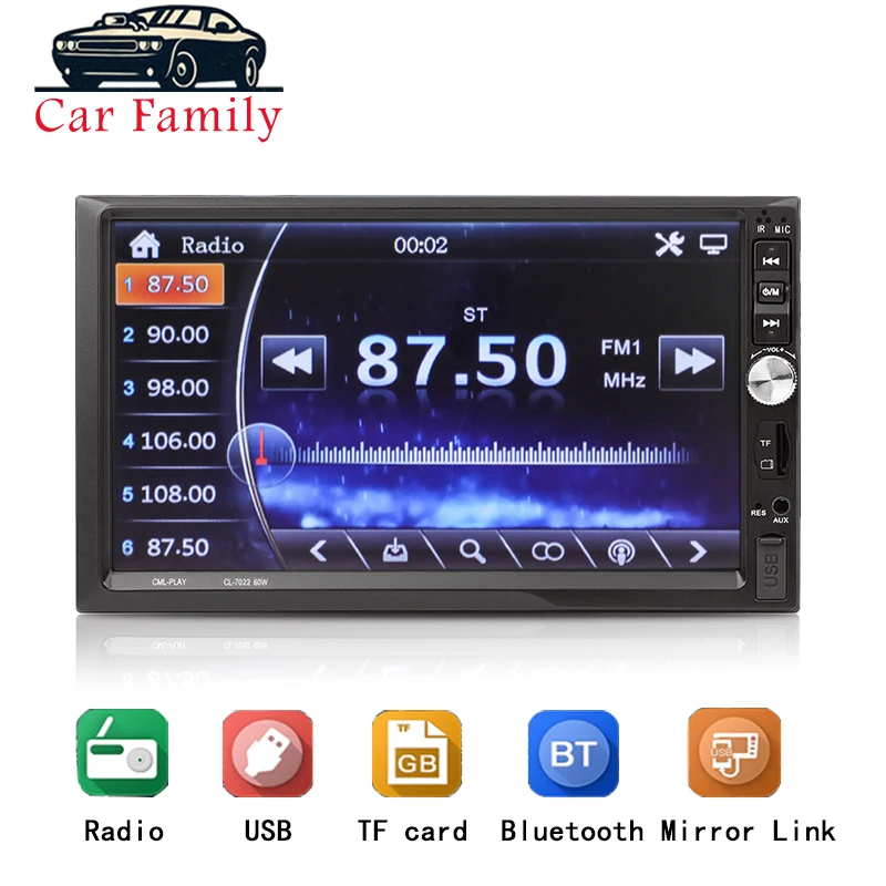 Radio Car Bluetooth FM AUX USB Auto Audio Player Mirror Link For Andriod 2 Din Autoradio With Rear View Camera Remote Control
Radio Car Bluetooth FM AUX USB Auto Audio Player Mirror Link For Andriod 2 Din Autoradio With Rear View Camera Remote Control