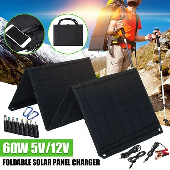 60W 5V/12V Dual USB Solar Panel Foldable Solar Charger Waterprrof Solar Battery Chargers Charging for Phone for Hiking Outdoors
60W 5V/12V Dual USB Solar Panel Foldable Solar Charger Waterprrof Solar Battery Chargers Charging for Phone for Hiking Outdoors