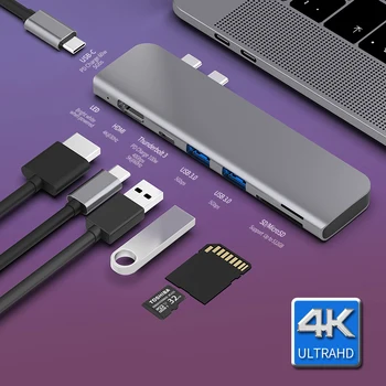 USB 3.1 Type-C Hub To HDMI Adapter 4K Thunderbolt 3 USB C Hub with Hub 3.0 TF SD Reader Slot PD for MacBook Pro/Air 2018/2019
USB 3.1 Type-C Hub To HDMI Adapter 4K Thunderbolt 3 USB C Hub with Hub 3.0 TF SD Reader Slot PD for MacBook Pro/Air 2018/2019