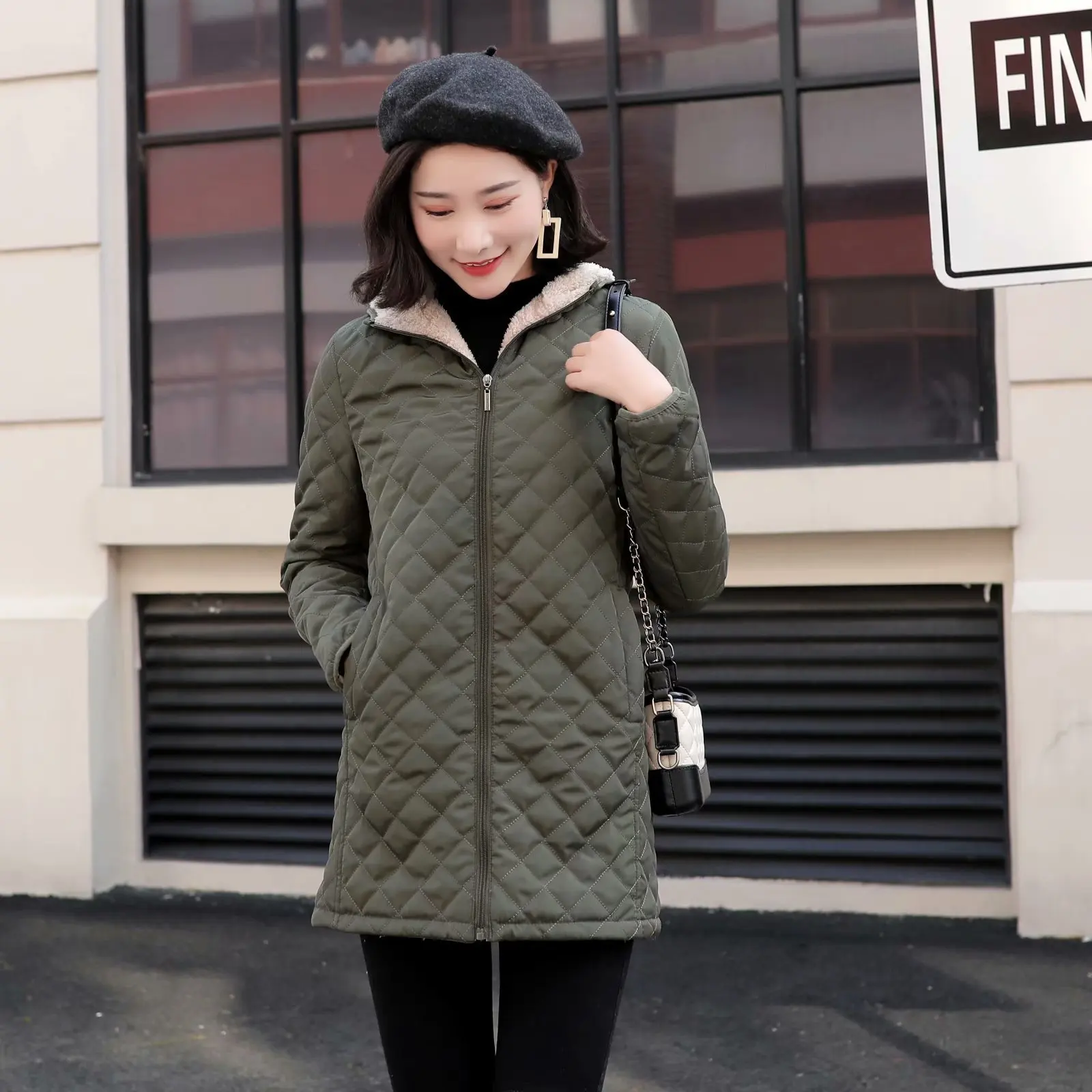 New Style Europe And America Mid-length Hooded Rhombus Pattern Loose Women's Candy-Colored Cotton-padded Clothes Cotton Coat Wom
New Style Europe And America Mid-length Hooded Rhombus Pattern Loose Women's Candy-Colored Cotton-padded Clothes Cotton Coat Wom