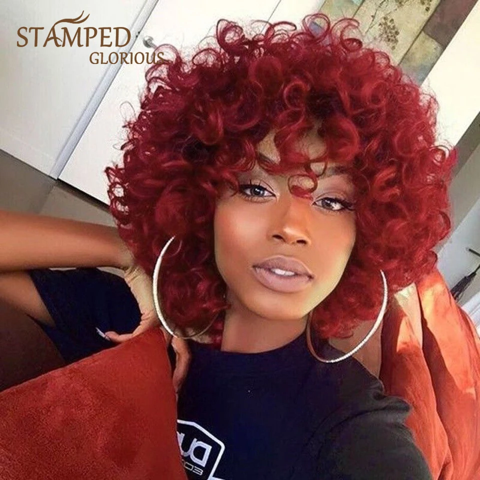 Stamped Glorious 14inches Afro Kinky Curly Wig With Bangs Red/Blonde/Gray Synthetic Short Wigs for Black Women
Stamped Glorious 14inches Afro Kinky Curly Wig With Bangs Red/Blonde/Gray Synthetic Short Wigs for Black Women