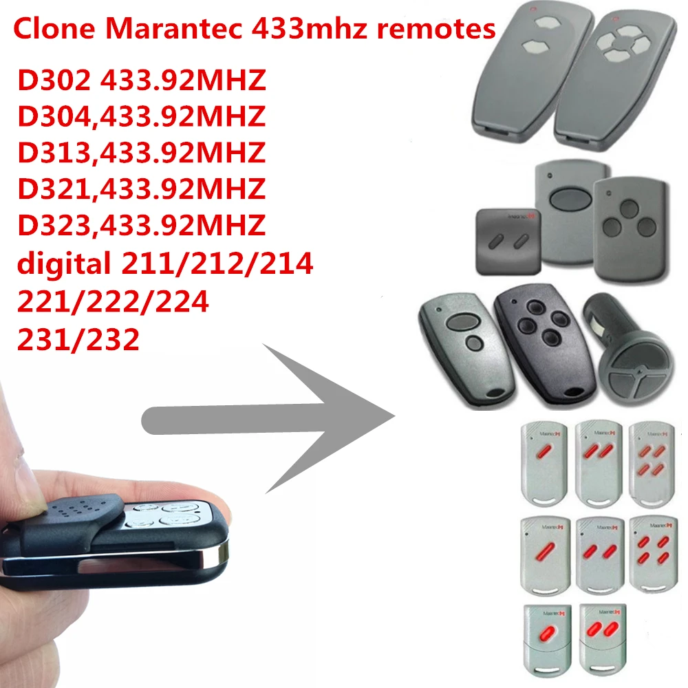 433.92mhz Marantec Digital 221 222 224 231 232 Remote Control Universal Command Garage Gate Remote control Key Chain
433.92mhz Marantec Digital 221 222 224 231 232 Remote Control Universal Command Garage Gate Remote control Key Chain